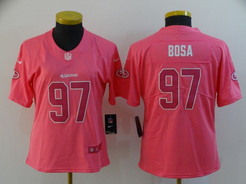San Francisco 49ers #97 BOSA Pink Fashion Women NFL Jersey San Francisco 49ers #97 BOSA Pink Fashion Women NFL Jersey