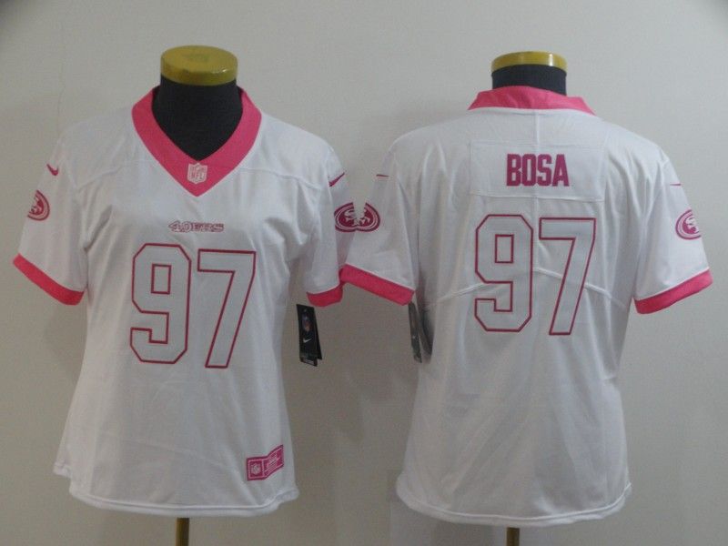 San Francisco 49ers #97 BOSA White Fashion Women NFL Jersey San Francisco 49ers #97 BOSA White Fashion Women NFL Jersey