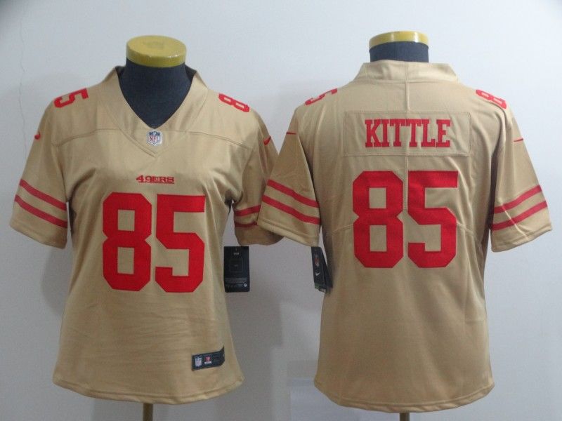 San Francisco 49ers #85 KITTLE Tan Inverted Legend Women NFL Jersey San Francisco 49ers #85 KITTLE Tan Inverted Legend Women NFL Jersey