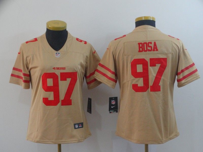 San Francisco 49ers #97 BOSA Tan Inverted Legend Women NFL Jersey San Francisco 49ers #97 BOSA Tan Inverted Legend Women NFL Jersey