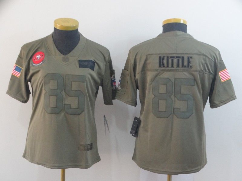 San Francisco 49ers #85 KITTLE Olive Salute To Service Women NFL Jersey San Francisco 49ers #85 KITTLE Olive Salute To Service Women NFL Jersey