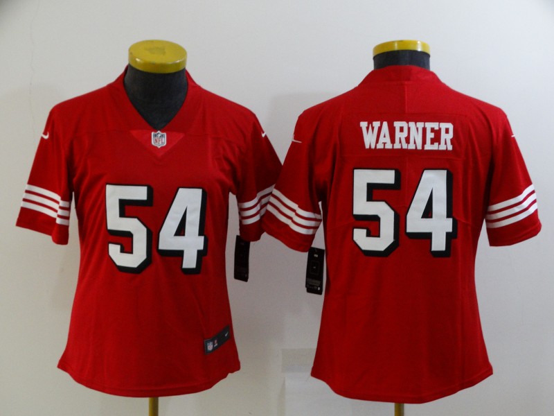 San Francisco 49ers Red #54 WARNER Women NFL Jersey San Francisco 49ers Red #54 WARNER Women NFL Jersey