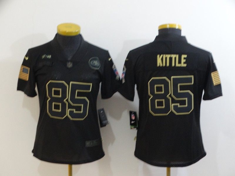 San Francisco 49ers #85 KITTLE Black Gold Salute To Service Women NFL Jersey San Francisco 49ers #85 KITTLE Black Gold Salute To Service Women NFL Jersey