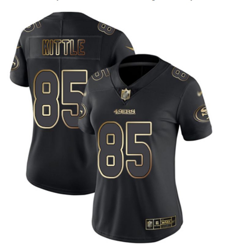 San Francisco 49ers #85 KITTLE Black Gold Vapor Limited Women NFL Jersey San Francisco 49ers #85 KITTLE Black Gold Vapor Limited Women NFL Jersey