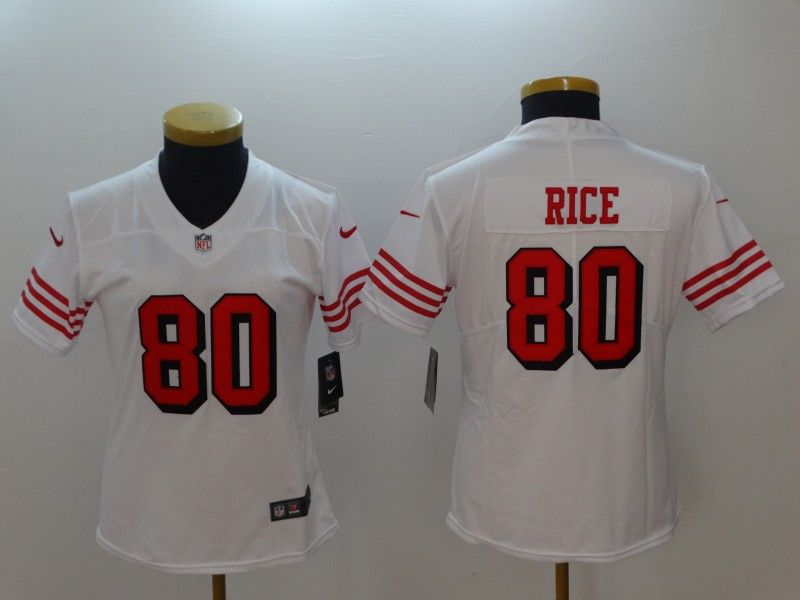 San Francisco 49ers #80 RICE White Women NFL Jersey San Francisco 49ers #80 RICE White Women NFL Jersey
