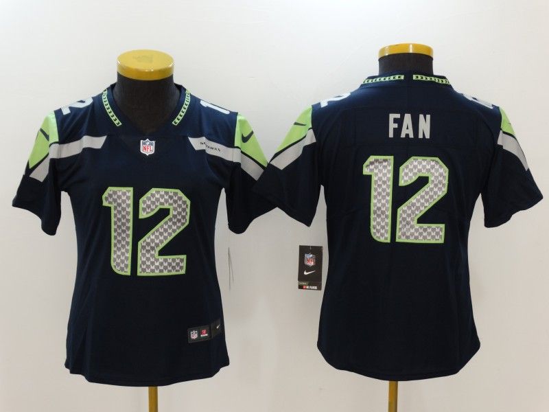 Seattle Seahawks #12 FAN Dark Blue Women NFL Jersey Seattle Seahawks #12 FAN Dark Blue Women NFL Jersey
