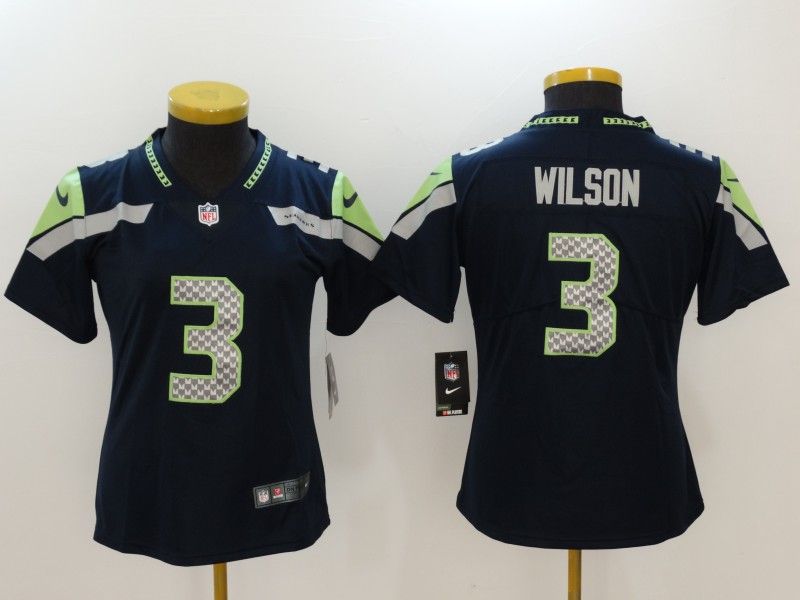 Seattle Seahawks #3 WILSON Dark Blue Women NFL Jersey Seattle Seahawks #3 WILSON Dark Blue Women NFL Jersey