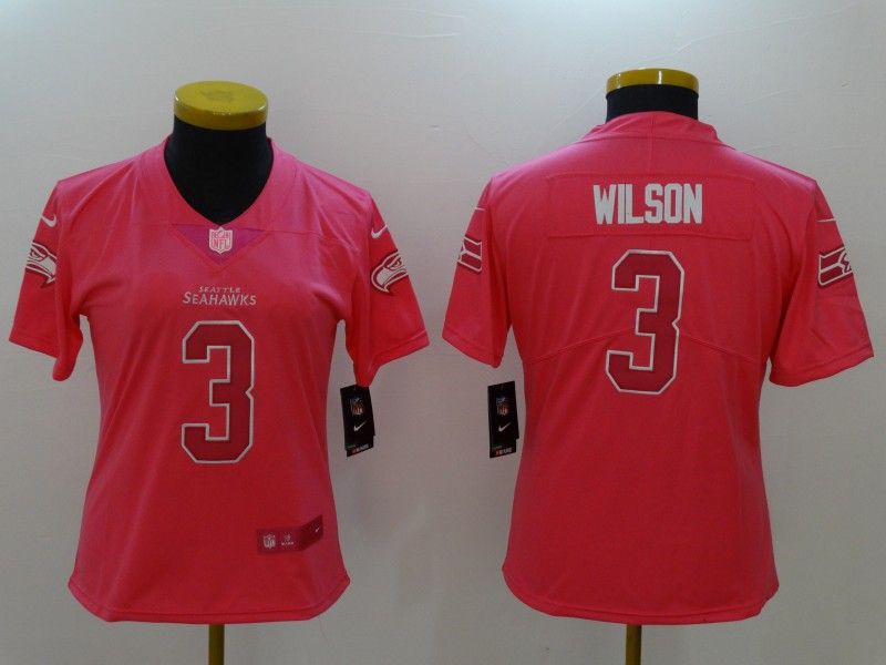 Seattle Seahawks #3 WILSON Pink Fashion Women NFL Jersey Seattle Seahawks #3 WILSON Pink Fashion Women NFL Jersey