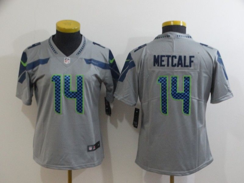 Seattle Seahawks #14 METCALF Grey Women NFL Jersey Seattle Seahawks #14 METCALF Grey Women NFL Jersey
