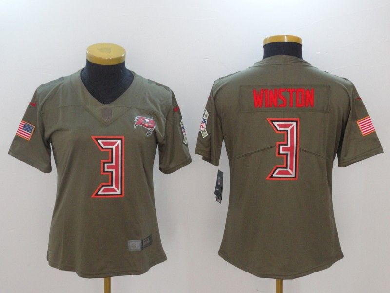 Tampa Bay Buccaneers #3 WINSTON Olive Salute To Service Women NFL Jersey Tampa Bay Buccaneers #3 WINSTON Olive Salute To Service Women NFL Jersey