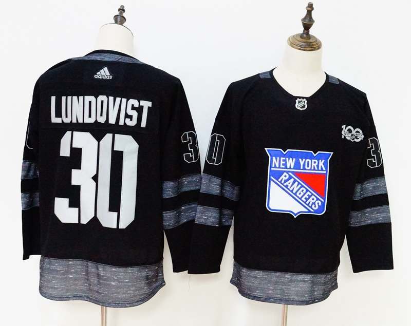 New York Rangers Black #30 LUNDQVIST 100th Anniversary NHL Jersey New York Rangers Black #30 LUNDQVIST 100th Anniversary NHL Jersey