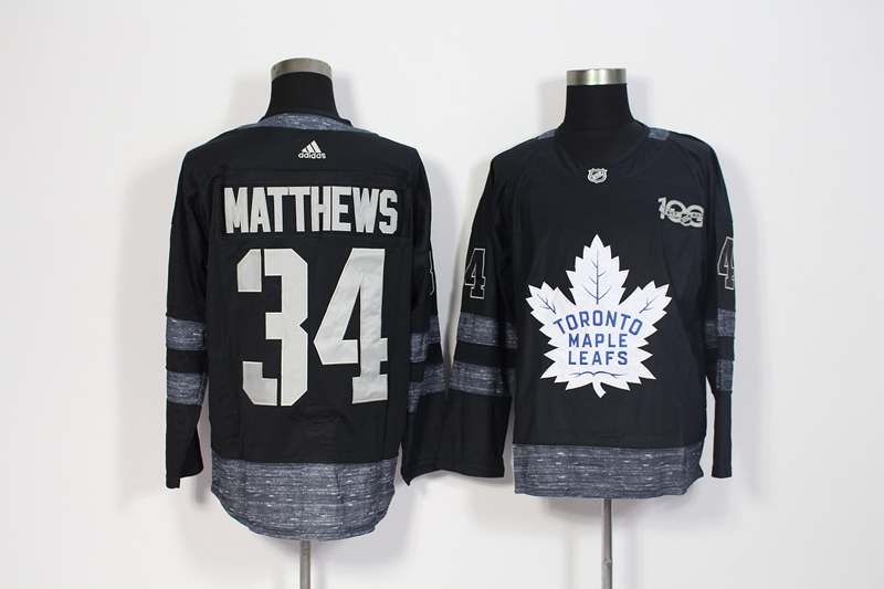 Toronto Maple Leafs Black #34 MATTHEWS 100th Anniversary NHL Jersey Toronto Maple Leafs Black #34 MATTHEWS 100th Anniversary NHL Jersey