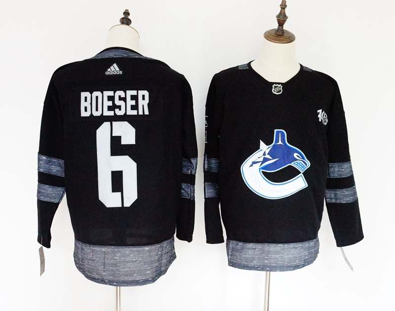 Vancouver Canucks Black #6 BOESER 100th Anniversary NHL Jersey Vancouver Canucks Black #6 BOESER 100th Anniversary NHL Jersey