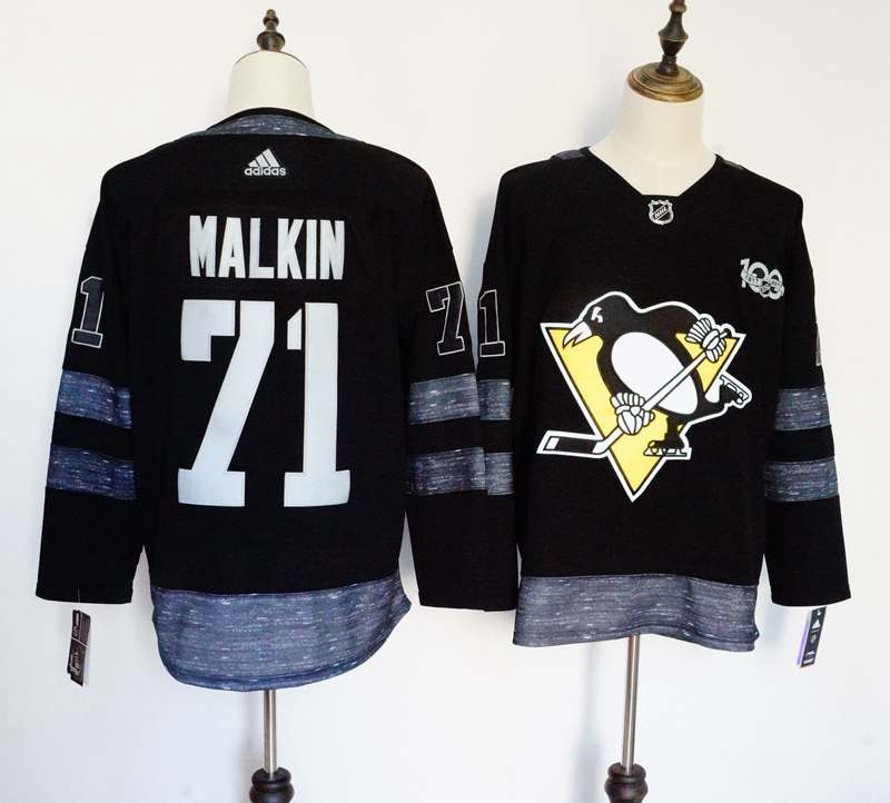 Pittsburgh Penguins Black #71 MALKIN 100th Anniversary NHL Jersey Pittsburgh Penguins Black #71 MALKIN 100th Anniversary NHL Jersey