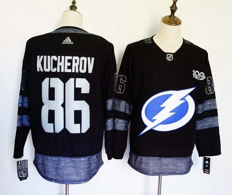 Tampa Bay Lightning Black #86 KUCHEROV 100th Anniversary NHL Jersey Tampa Bay Lightning Black #86 KUCHEROV 100th Anniversary NHL Jersey