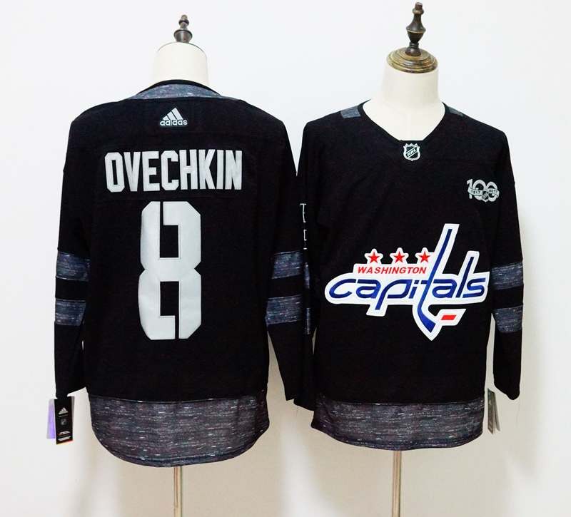 Washington Capitals Black #8 OVECHKIN 100th Anniversary NHL Jersey Washington Capitals Black #8 OVECHKIN 100th Anniversary NHL Jersey