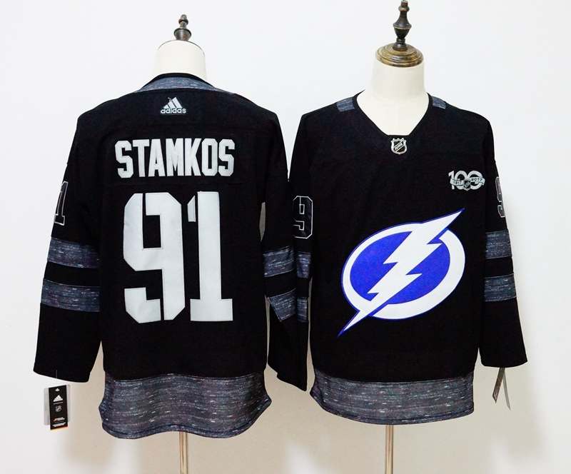Tampa Bay Lightning Black #91 STAMKOS 100th Anniversary NHL Jersey Tampa Bay Lightning Black #91 STAMKOS 100th Anniversary NHL Jersey