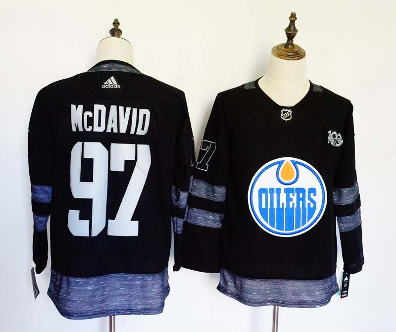 Edmonton Oilers Black #97 MCDAVID 100th Anniversary NHL Jersey Edmonton Oilers Black #97 MCDAVID 100th Anniversary NHL Jersey