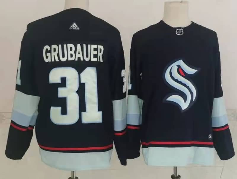 Seattle Kraken Dark Blue #31 GRUBAUER NHL Jersey Seattle Kraken Dark Blue #31 GRUBAUER NHL Jersey