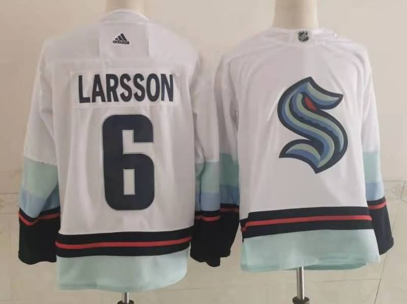 Seattle Kraken White #6 LARSSON NHL Jersey Seattle Kraken White #6 LARSSON NHL Jersey