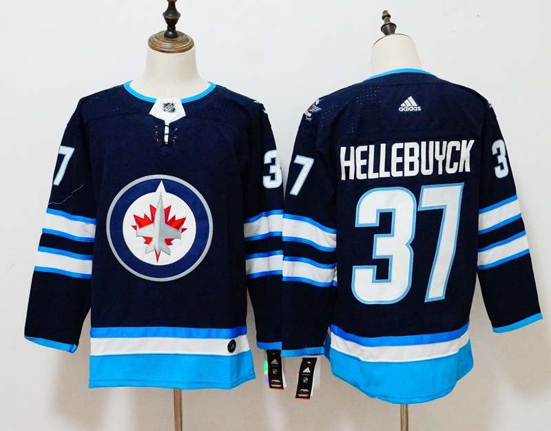 Winnipeg Jets Dark Blue #37 HELLEBUYCK NHL Jersey Winnipeg Jets Dark Blue #37 HELLEBUYCK NHL Jersey