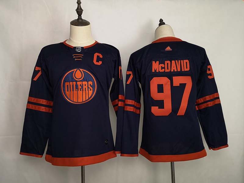 Edmonton Oilers #97 MCDAVID Dark Blue Women Classics NHL Jersey Edmonton Oilers #97 MCDAVID Dark Blue Women Classics NHL Jersey
