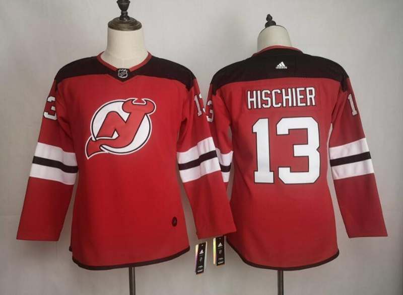 New Jersey Devils #13 HISCHIER Red Women NHL Jersey New Jersey Devils #13 HISCHIER Red Women NHL Jersey