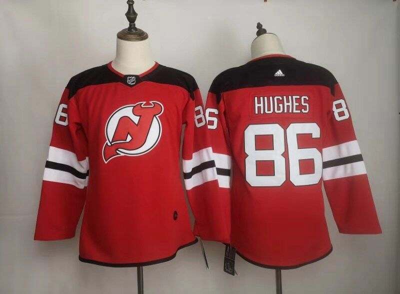 New Jersey Devils #86 HUGHES Red Women NHL Jersey New Jersey Devils #86 HUGHES Red Women NHL Jersey