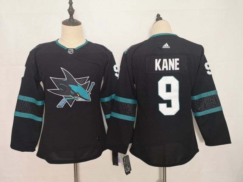 San Jose Sharks #9 KANE Black Women NHL Jersey San Jose Sharks #9 KANE Black Women NHL Jersey