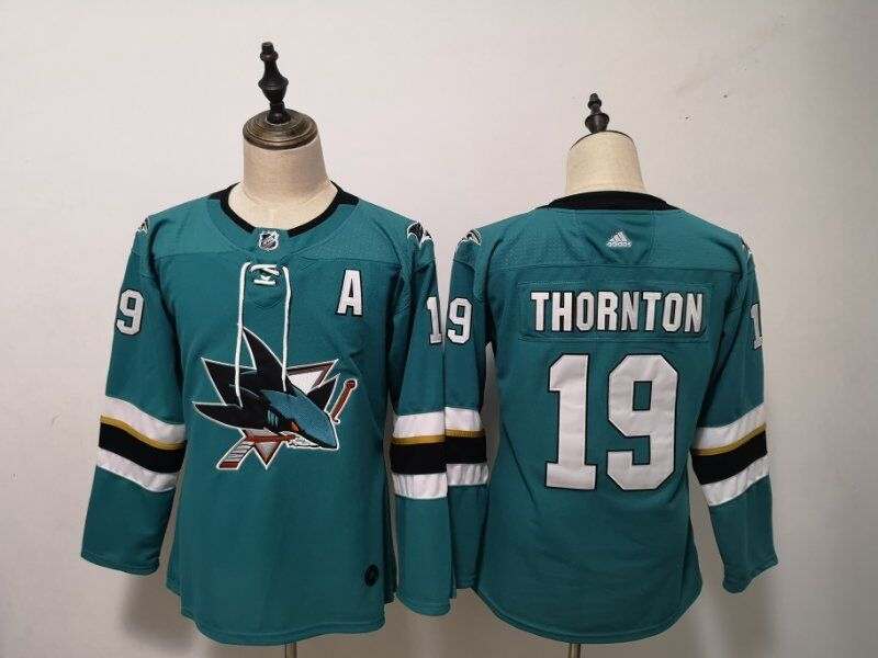 San Jose Sharks #19 THORNTON Green Women NHL Jersey San Jose Sharks #19 THORNTON Green Women NHL Jersey