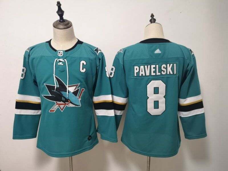 San Jose Sharks #8 PAVELSKI Green Women NHL Jersey San Jose Sharks #8 PAVELSKI Green Women NHL Jersey