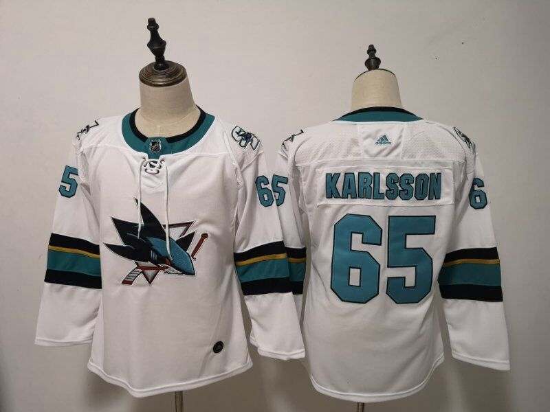 San Jose Sharks #65 KARLSSON White Women NHL Jersey San Jose Sharks #65 KARLSSON White Women NHL Jersey