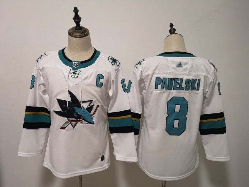 San Jose Sharks #8 PAVELSKI White Women NHL Jersey San Jose Sharks #8 PAVELSKI White Women NHL Jersey