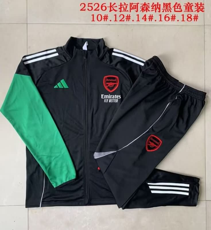 Kids AAA Quality Arsenal 24/25 Black Soccer Tracksuit 03