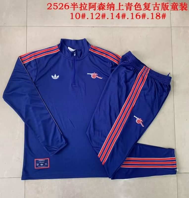 Kids AAA Quality Arsenal 24/25 Dark Blue Soccer Tracksuit 02