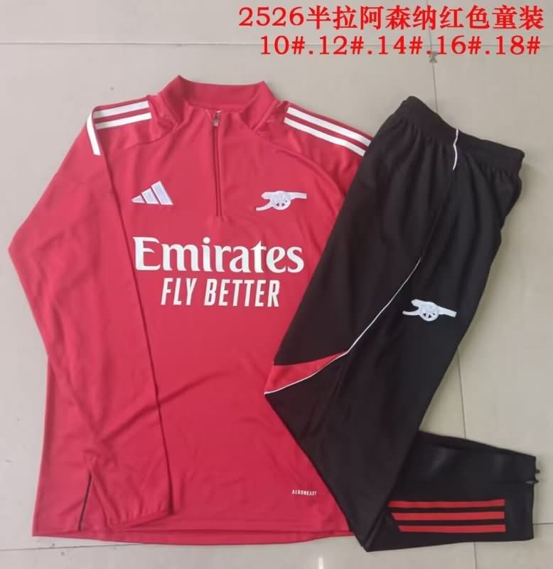 Kids AAA Quality Arsenal 24/25 Red Soccer Tracksuit 04