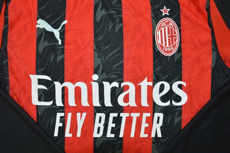 AAA Quality AC Milan 25/26 Home Long Sleeve Soccer Jersey (Player)