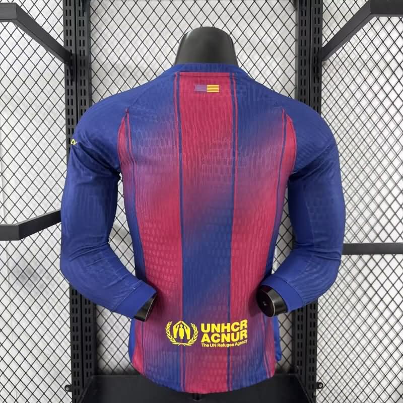 AAA Quality Barcelona 25/26 Home Long Sleeve Soccer Jersey (Player)