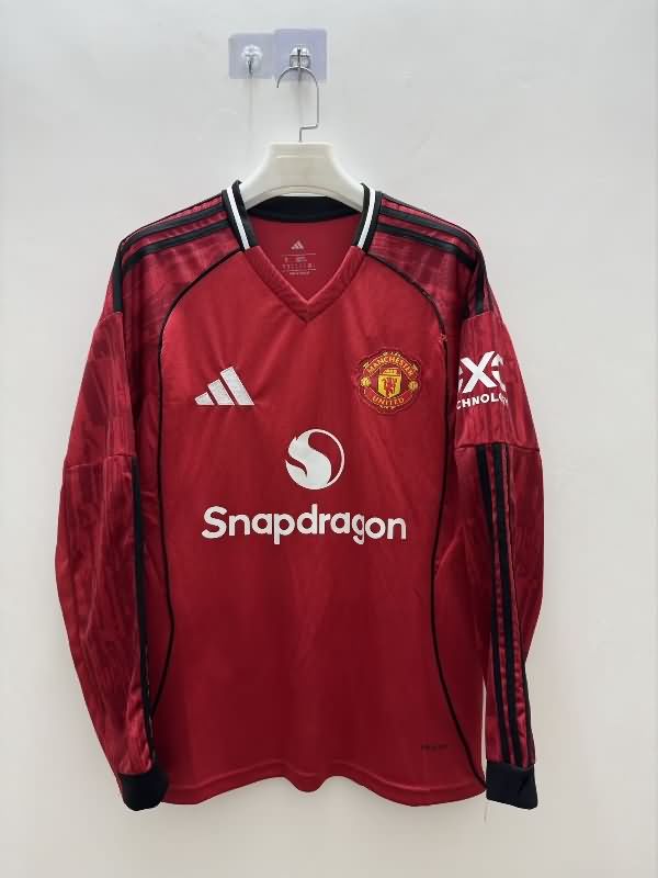 AAA Quality Manchester United 25/26 Home Long Sleeve Soccer Jersey