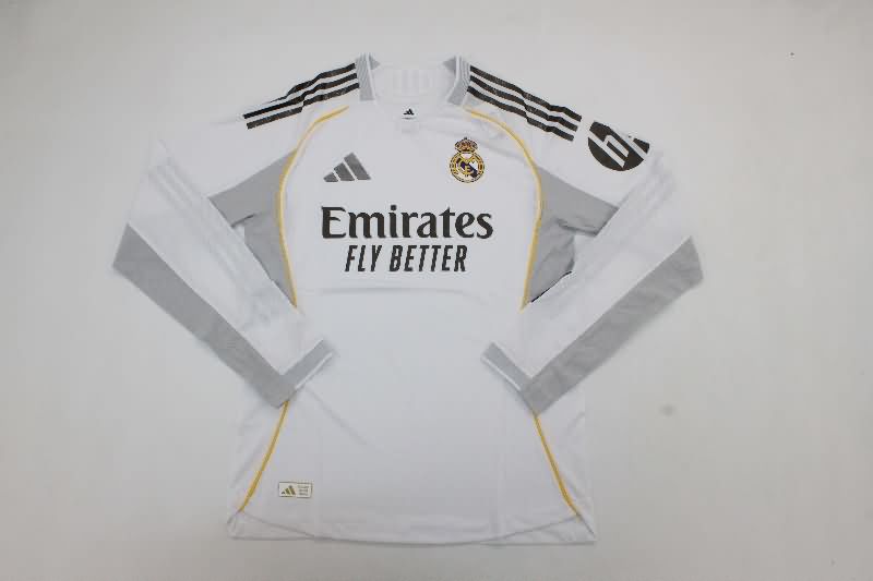 AAA Quality Real Madrid 25/26 Home Long Sleeve Soccer Jersey (Player)