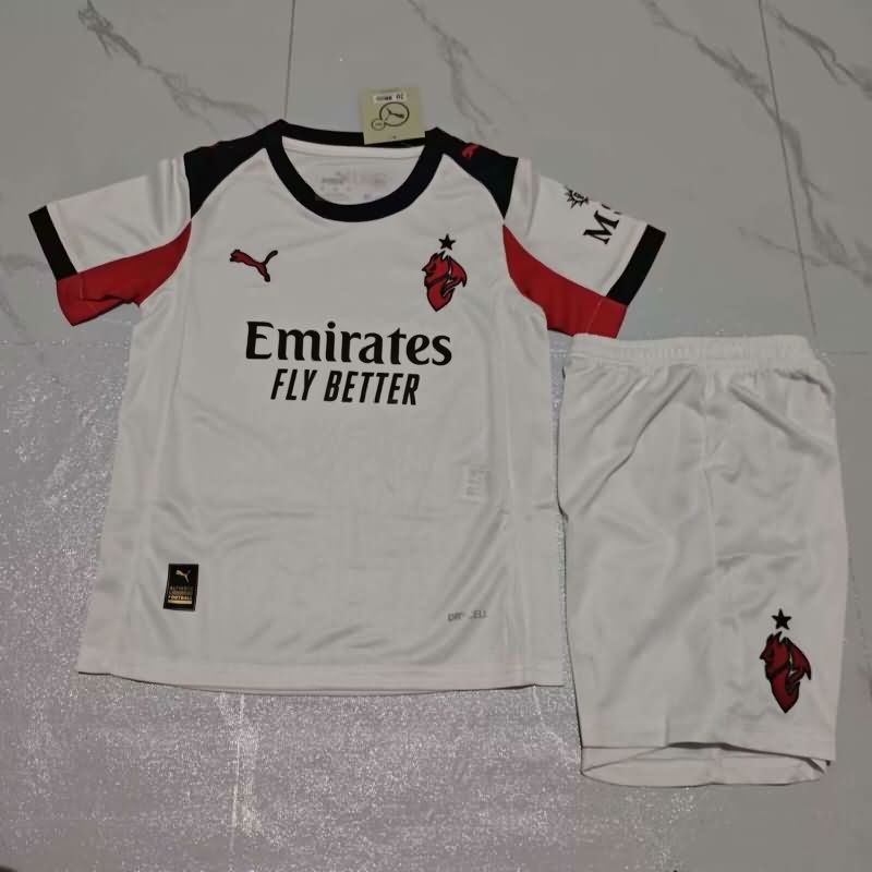 Kids AC Milan 25/26 Away Soccer Jersey And Shorts Leaked