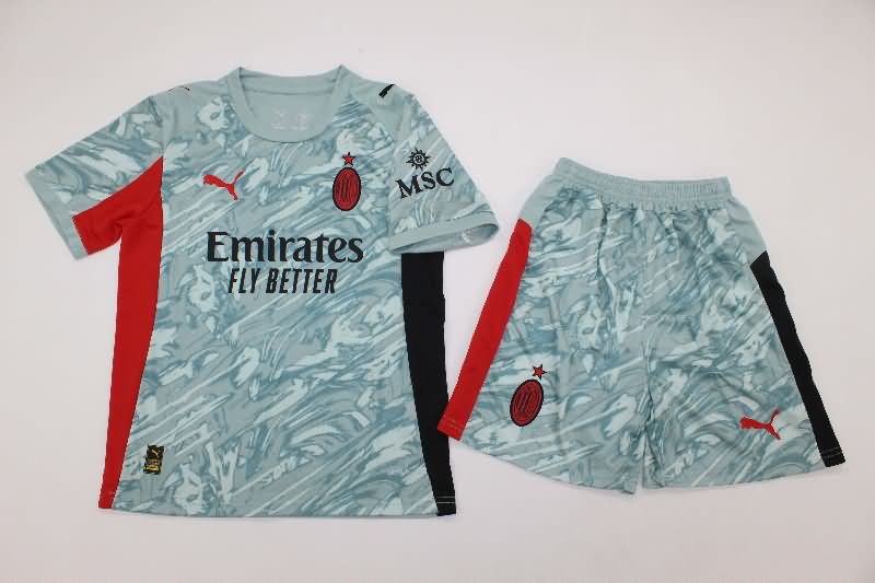 Kids AC Milan 25/26 Goalkeeper Grey Soccer Jersey And Shorts