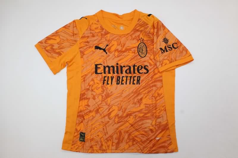 Kids AC Milan 25/26 Goalkeeper Orange Soccer Jersey And Shorts