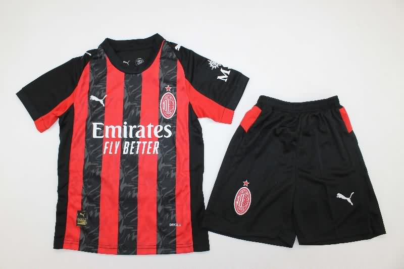 Kids AC Milan 25/26 Home Soccer Jersey And Shorts