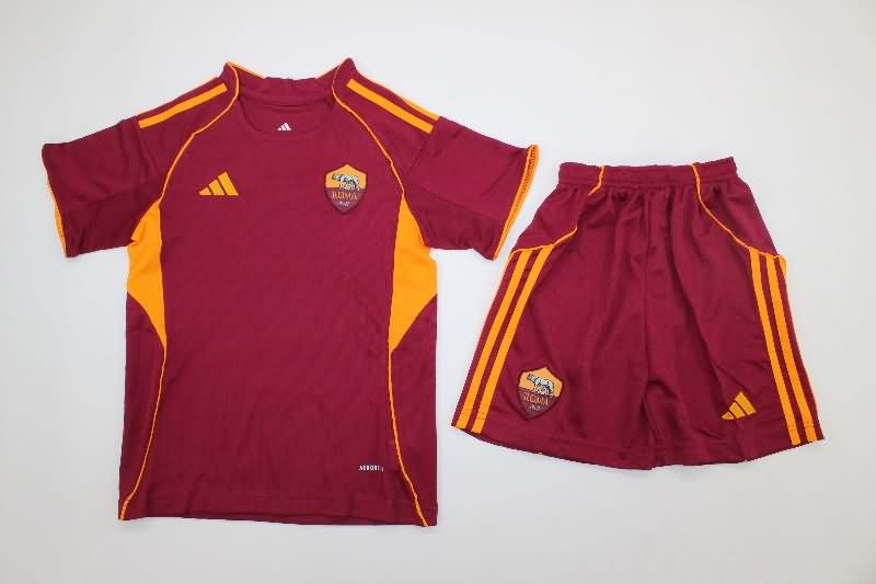 Kids AS Roma 25/26 Home Soccer Jersey And Shorts