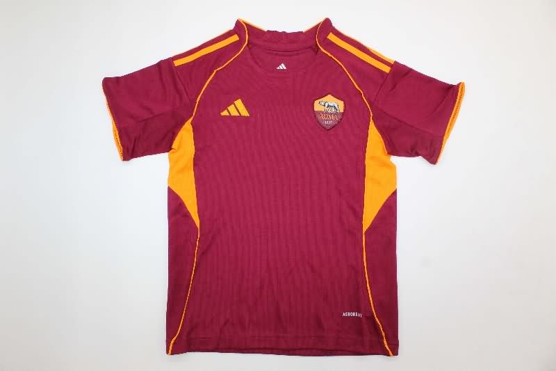 Kids AS Roma 25/26 Home Soccer Jersey And Shorts