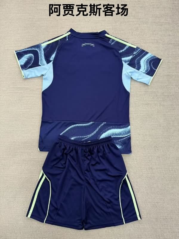 Kids Ajax 25/26 Away Soccer Jersey And Shorts