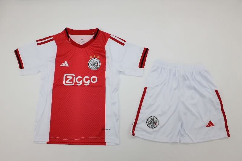 Kids Ajax 25/26 Home Soccer Jersey And Shorts Kids Ajax 25/26 Home Soccer Jersey And Shorts