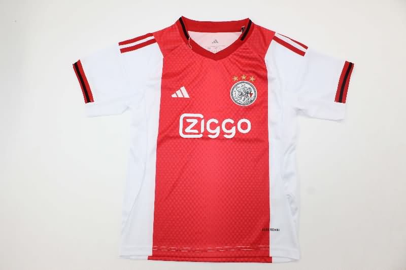 Kids Ajax 25/26 Home Soccer Jersey And Shorts