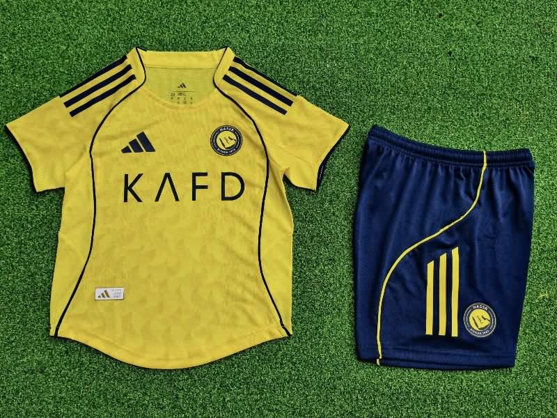 Kids Al Nassr FC 25/26 Home Soccer Jersey And Shorts (Player) Kids Al Nassr FC 25/26 Home Soccer Jersey And Shorts (Player)